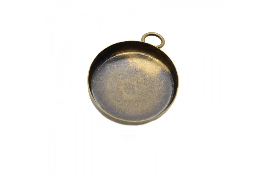 Основа для кулону (сеттінг), кругла, колір антична бронза, 23*19 мм